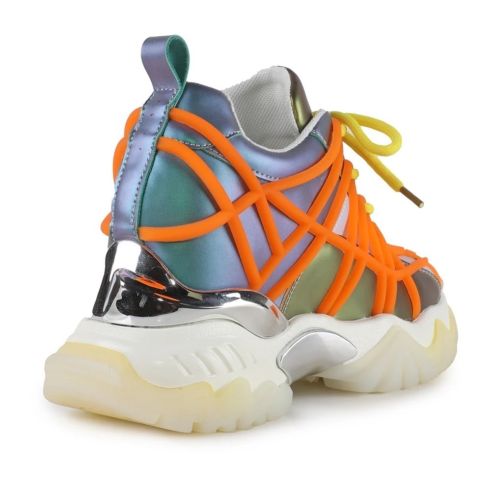 Colorful Women's Sneakers Platform Anthony Wang High Top Orange White — image 4 of 7